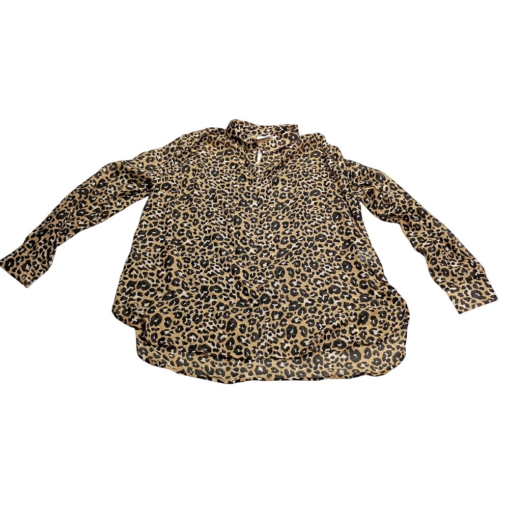 Jaclyn Smith Button Down Shirt Women XXL Brown Leopard Print NWT Long‎ Sleeve